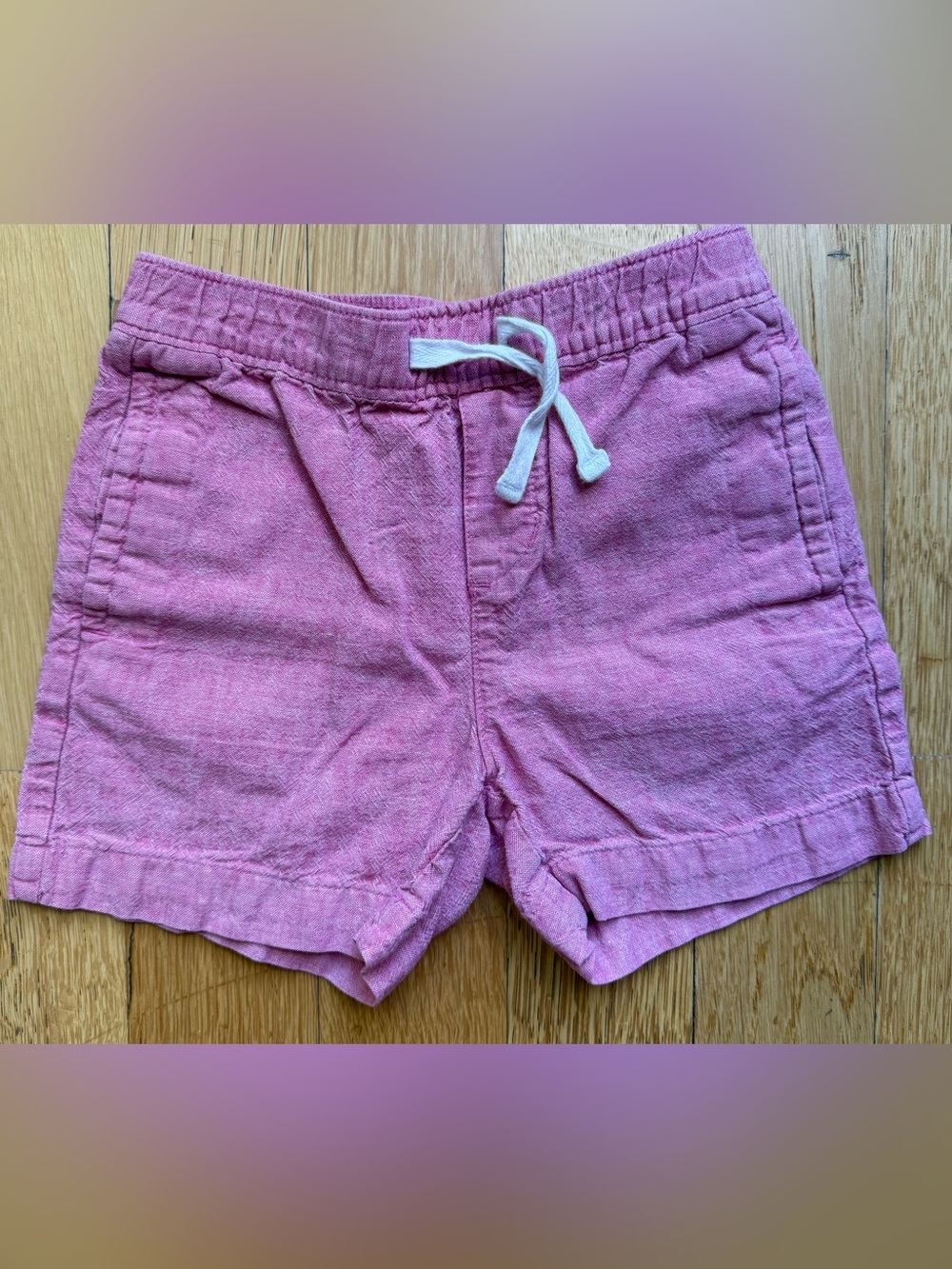 Janie and Jack Boys Red/Pink Linen-Blend Drawstring Shorts